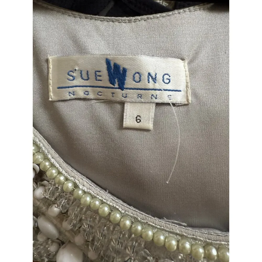 Sue Wong Nocturne Vintage Silk Beaded Cocktail Dress, Size 6 - Picture 5 of 8